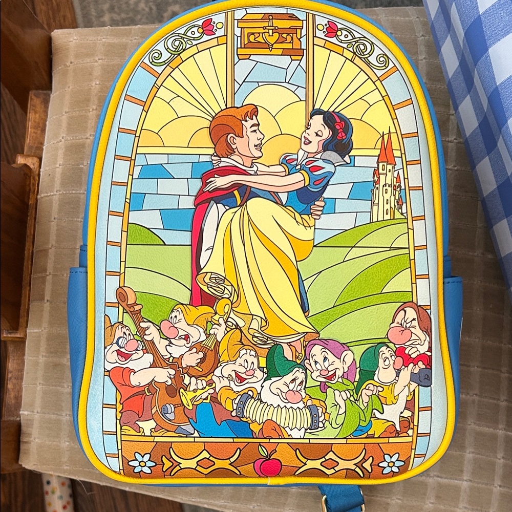 NWT Disney Loungefly Snow White stained glass image Backpack